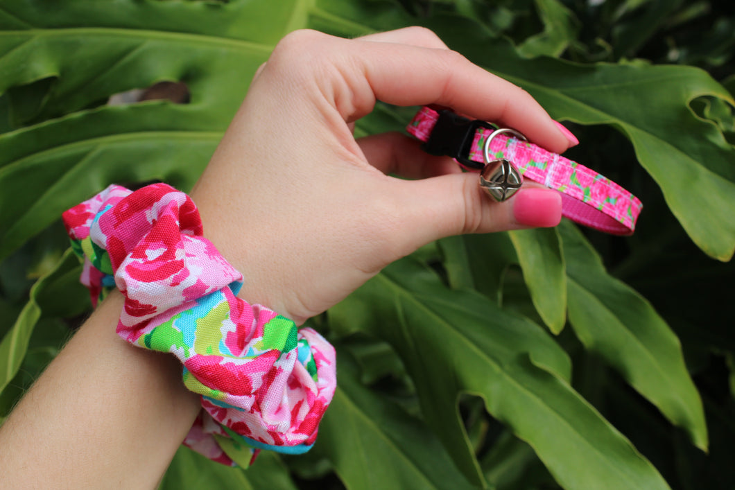 Hot Pink Floral Cat Collars