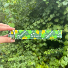 a green pet collar with a yellow and green corn Cobb that reads Aw Shucks