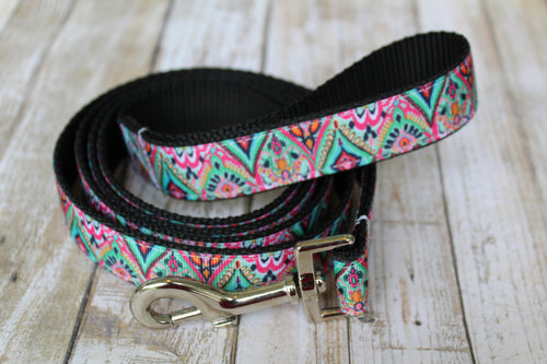 Lilly Inspired Teal Tribal Dog Leash