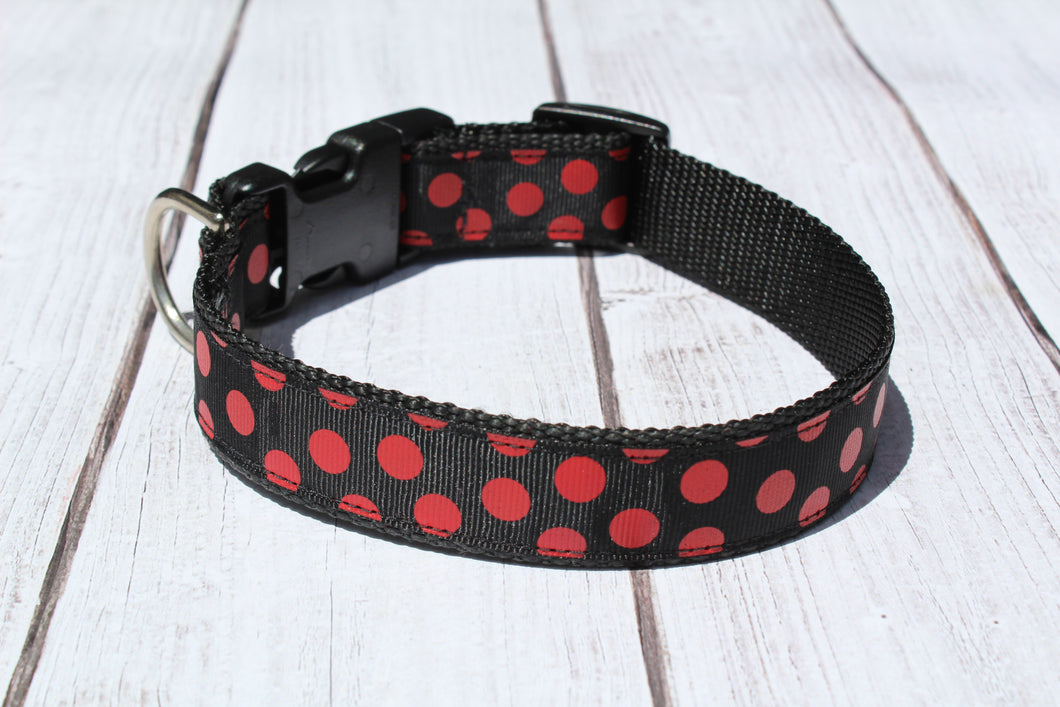 Black and Red Polka Dot Dog Collar
