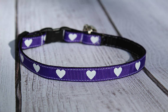 Valentine Dog Collar Cat Collar With Bell Pink Purple Red 